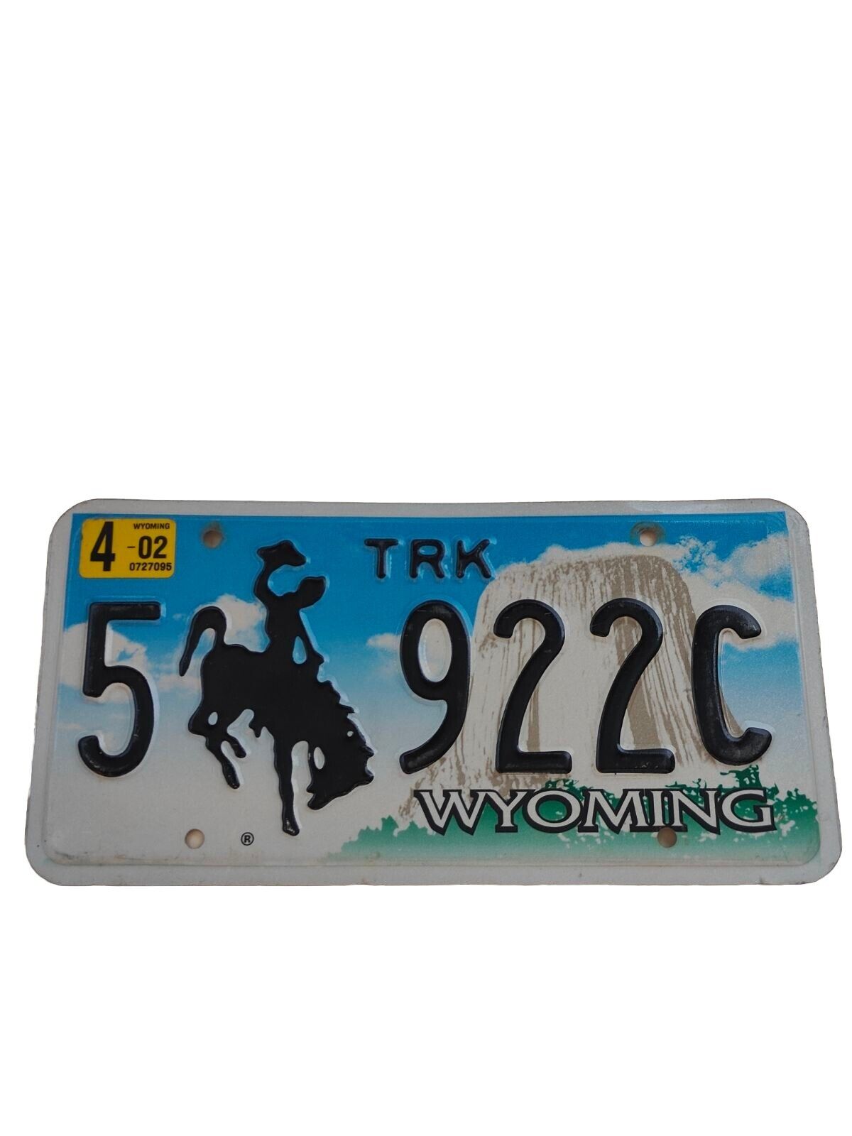 '02 Wyoming Truck License Plate Cowboy Horse Blue Sky 5🏇922C Mancave Pub Garage
