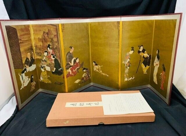 Hikone folding screen large reproduction Benrido antique Japan