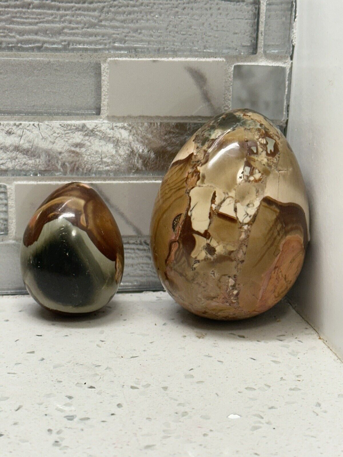 Set of 2 Natural Red Turtle Back Stone Quartz Crystal Egg Polished Magic Aura