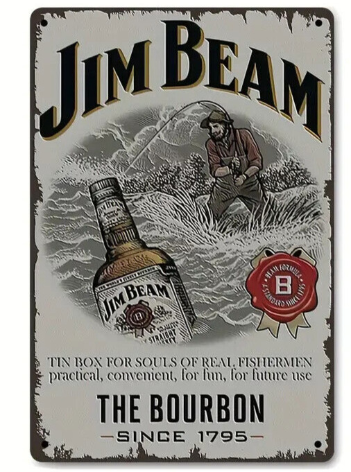 Jim Beam The Bourbon Since 1795 Vintage Novelty Metal Sign 12\