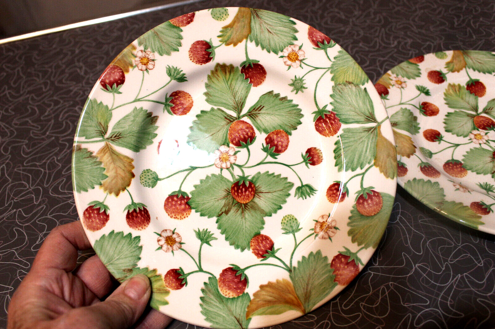 2 Wildberry Royal Stafford 8 1/2 dinnerware Salad Plates strawberries strawberry