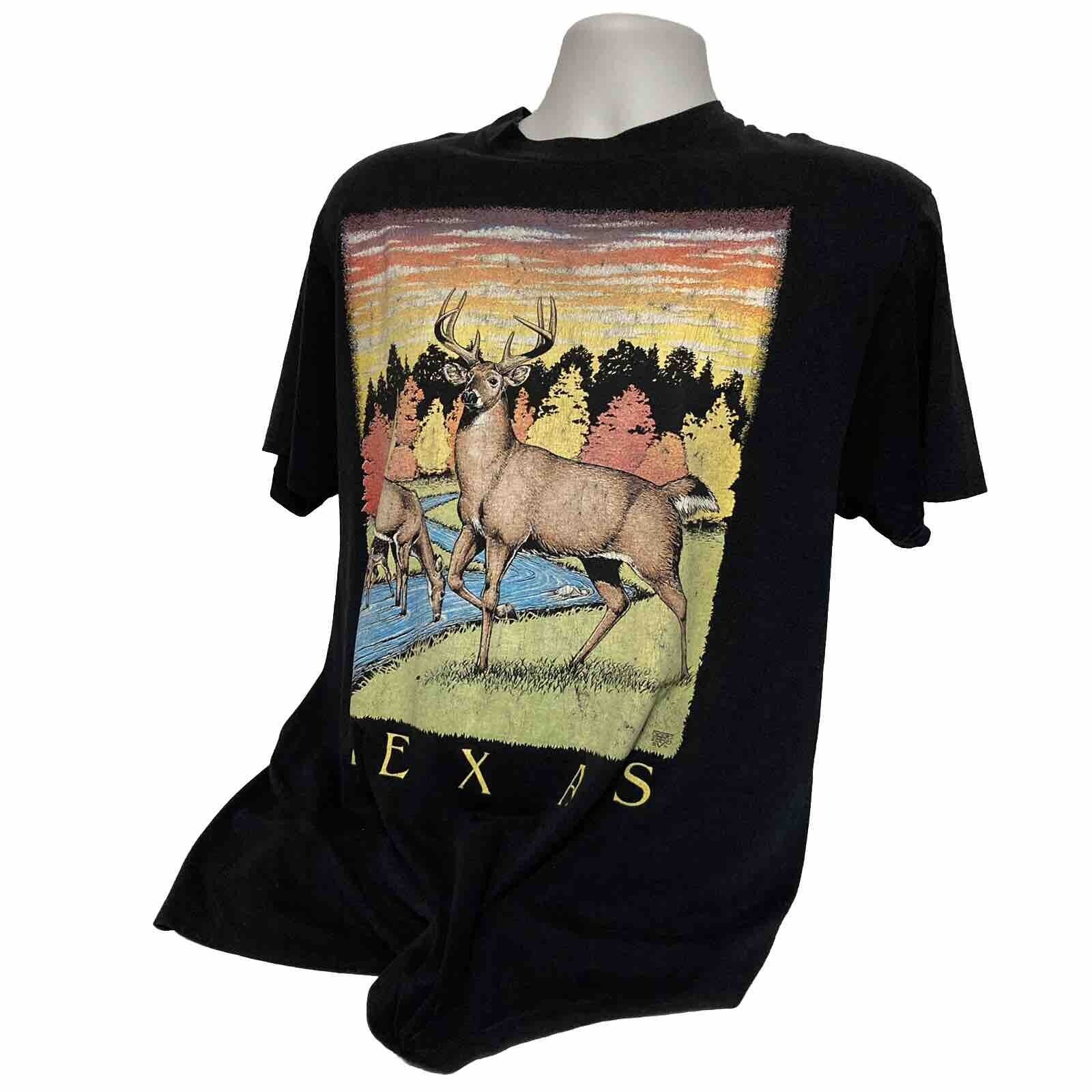 Vintage Texas Deer Forest Mens XL T Shirt 90s Tees Made In USA Single Stitch