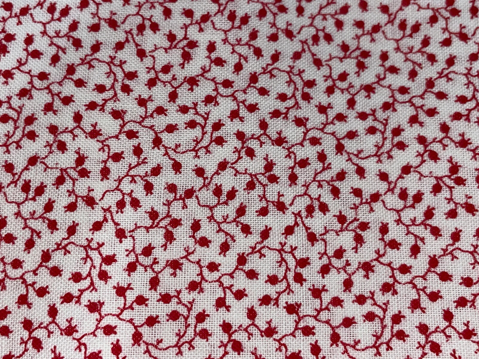 1/2 Yd Vintage Tiny Red & White Floral Vines Small Print Cranston Cotton BTHY