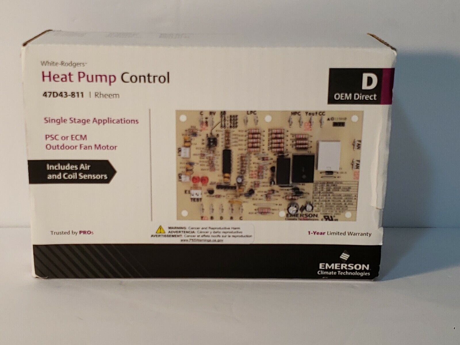 White Rodgers 47D43-811 Rheem Heat Pump Control Includes Air And Coil Sensors
