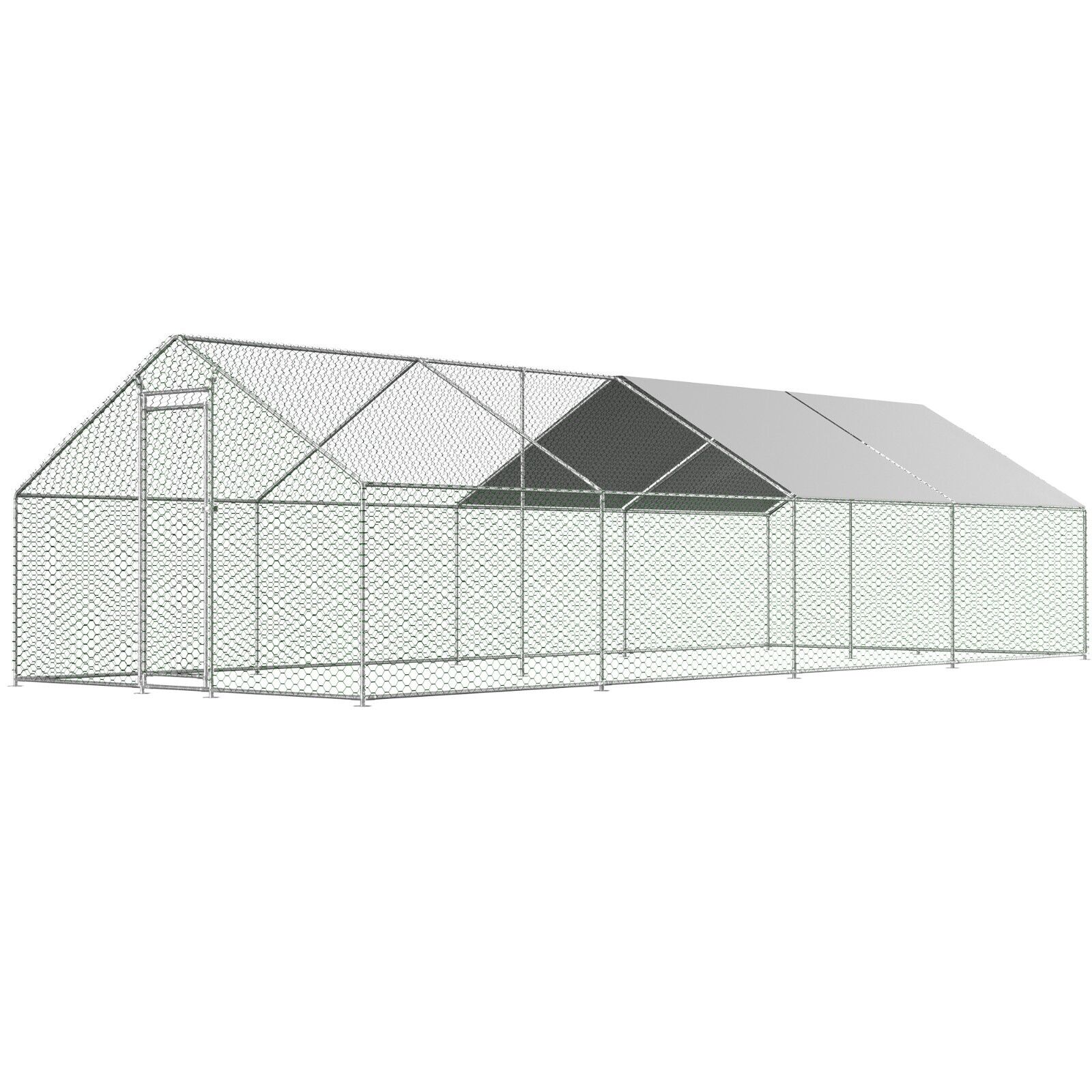 26ft x 10ft Metal Walk In Chicken Coop Run Cage Rabbit Hutch Hen House Enclosure