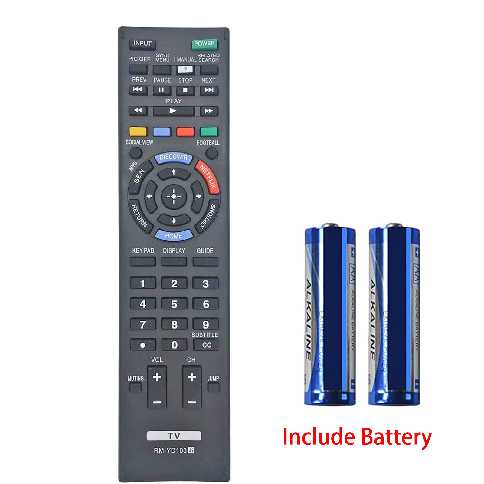 Generic Remote RM-YD103 for Sony Bravia TV RM-YD102 RMT-TX102U with Battery🔋🔋