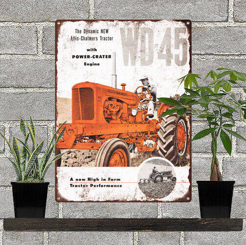 1955 Allis Chambers Model 45 Tractor Farm Mancave Metal Sign Repro 9x12\