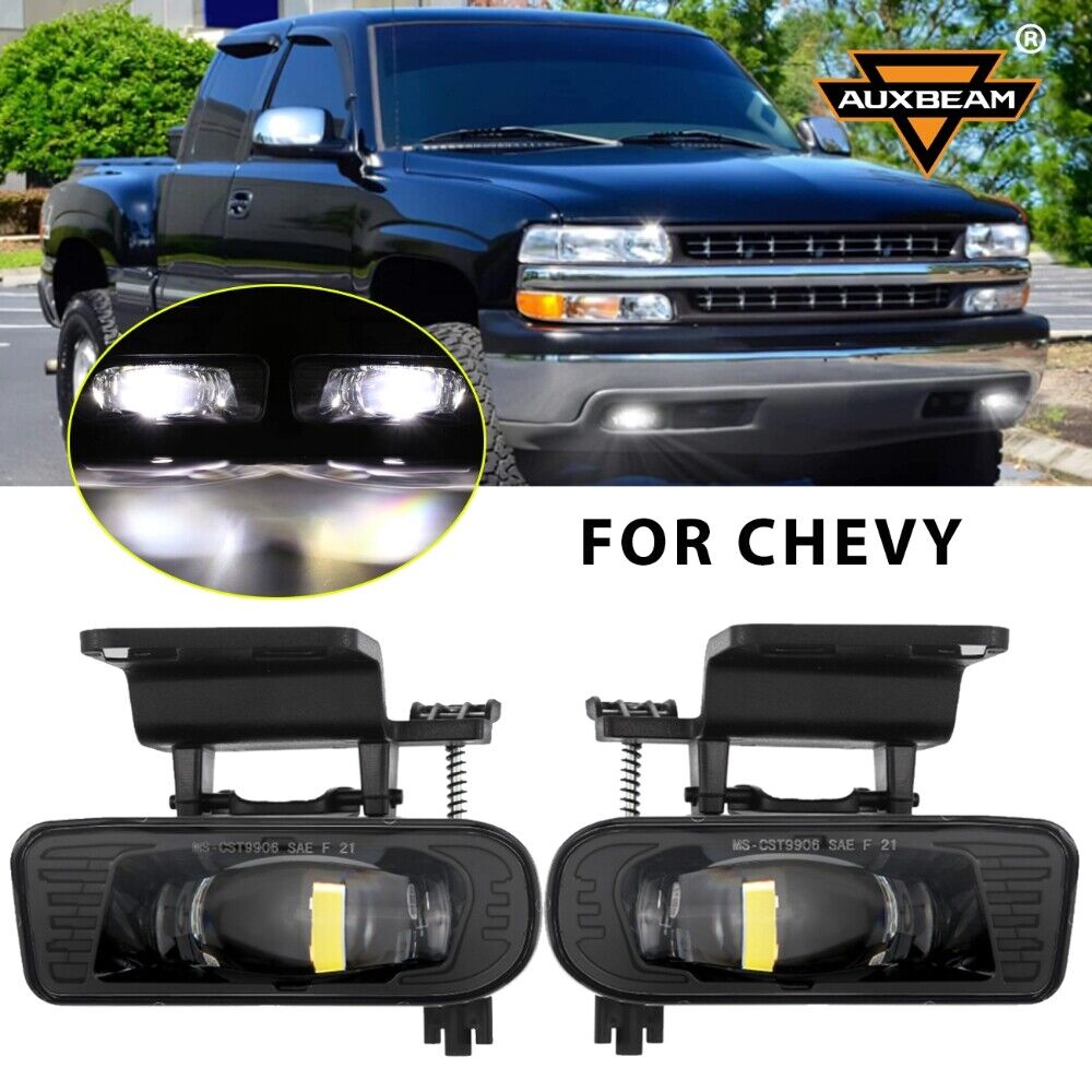 AUXBEAM LED Fog Lights Lamps For Chevy Silverado 1500 2500 1999-2002 3500 01-02