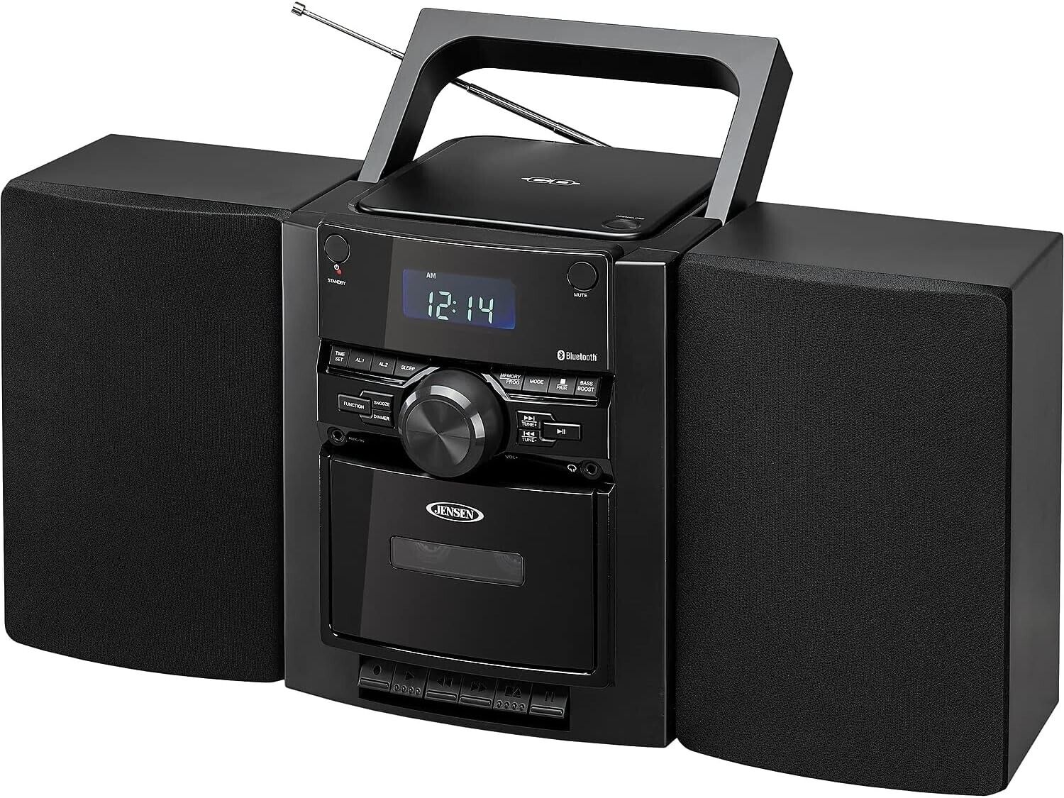 JENSEN Portable Stereo Bluetooth CD Music System with Cassette and Digital AM/FM