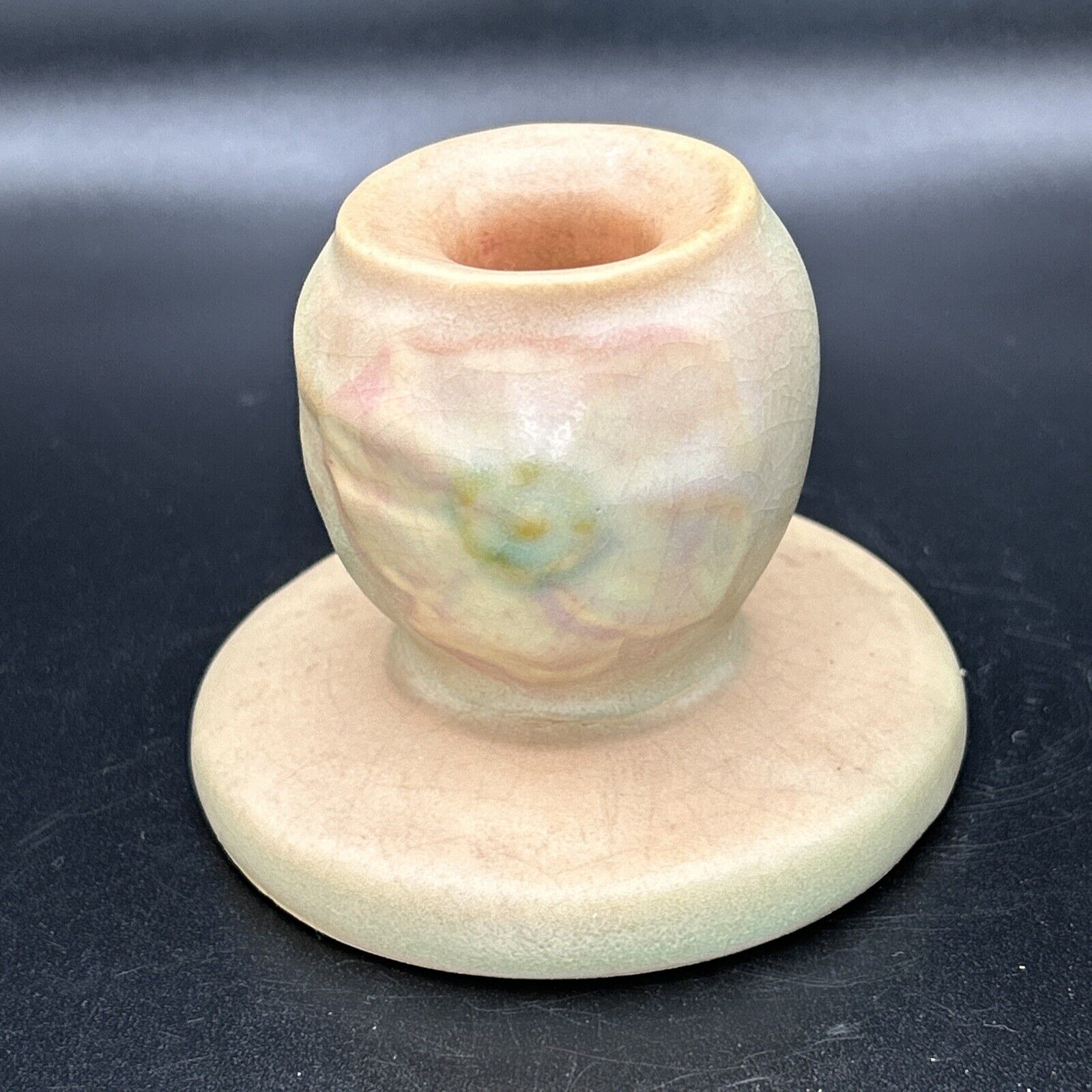 Vintage Sam Weller Pottery Wild Rose Pottery Candle Stick Holder From The 1930’s