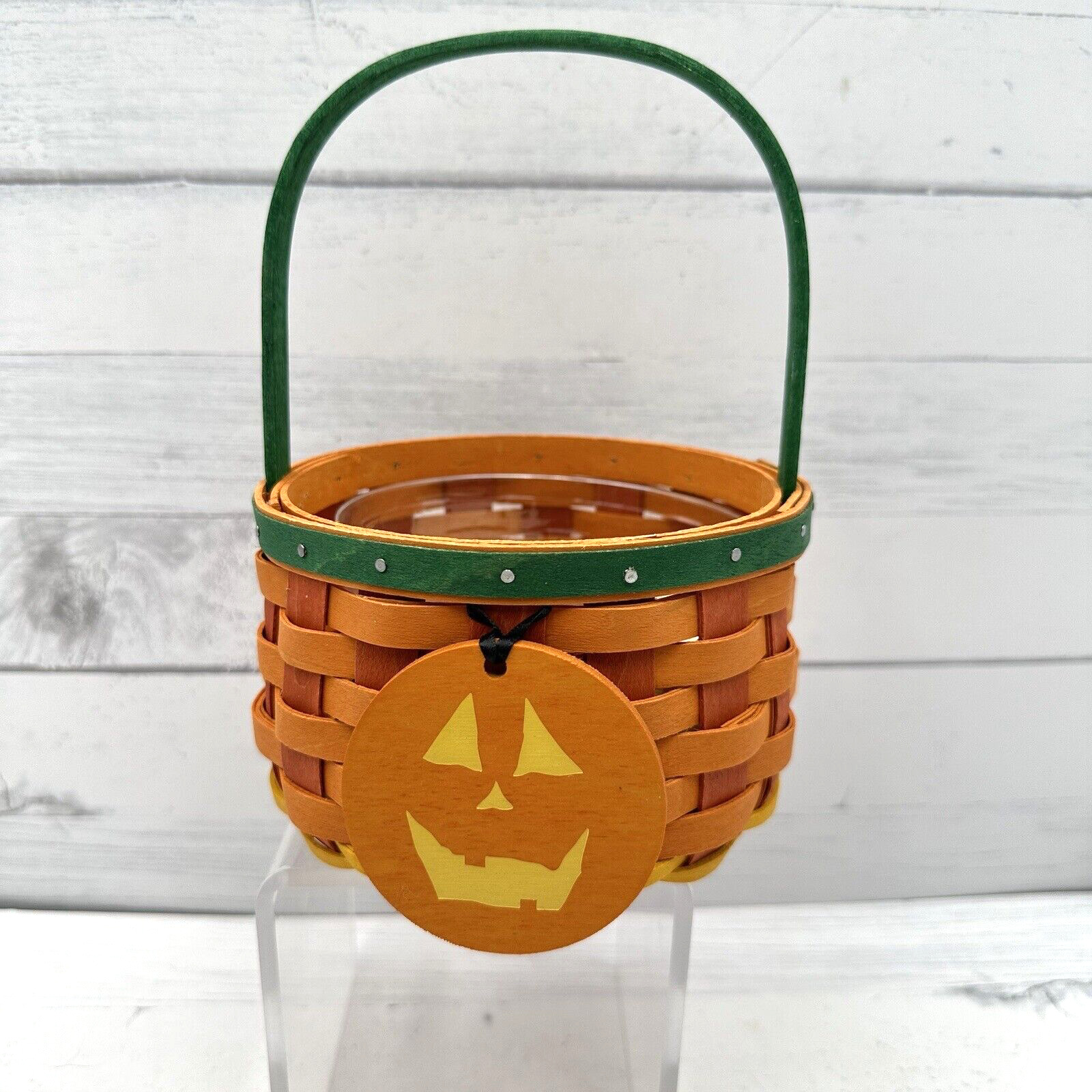 2015 Longaberger Halloween Pumpkin Ghoulie Basket and Protector and Tie On