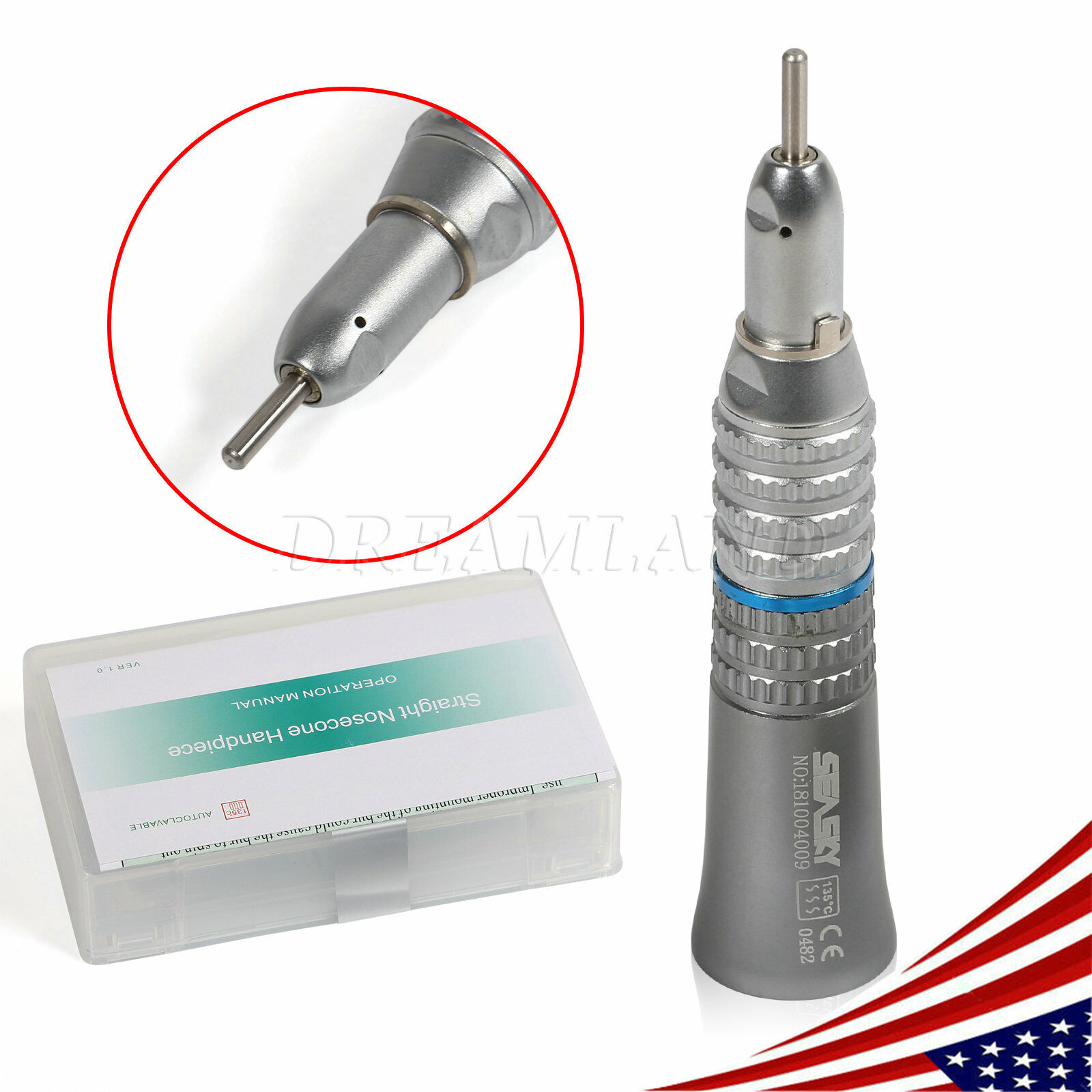 NSK Style Dental Straight Nose cone Handpiece E-type Attach 1:1 Low Speed HP2.35
