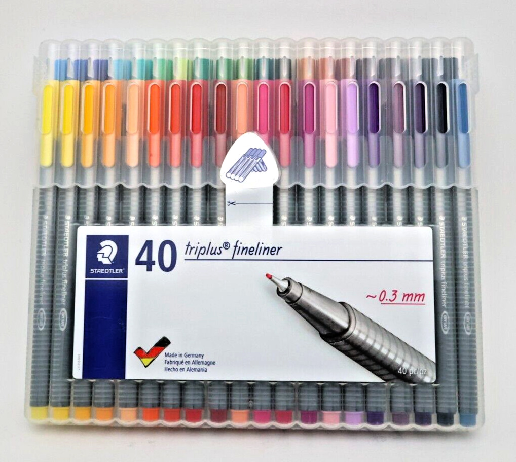 Staedtler 40 Triplus Fineliner Point Pens, 0.3mm Pack of 40 assorted colors New