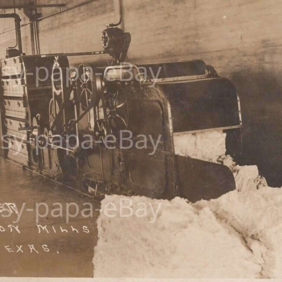 Vintage 1915 RPPC Picker Machine Postex Cotton Mills Factory Post Texas Postcard