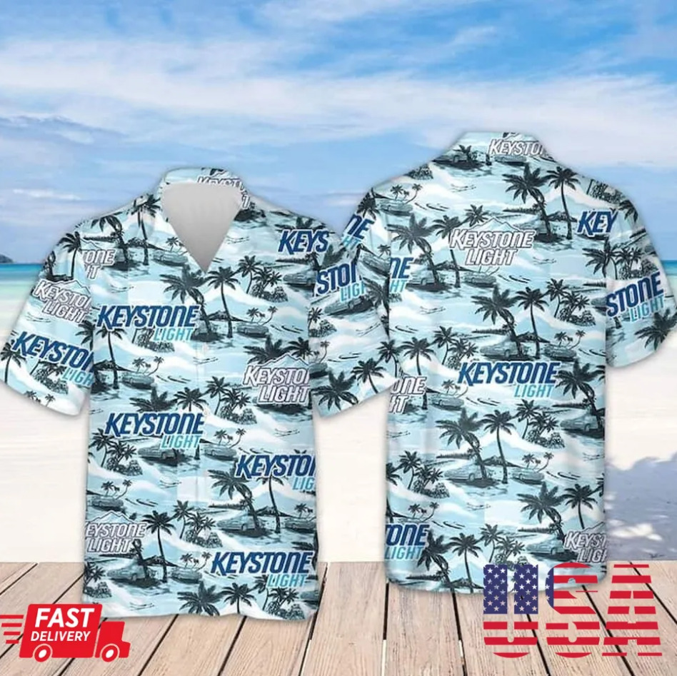 Keystone Light Beer Island Pattern Limited Hawaiian Shirt Adult & Kid Size