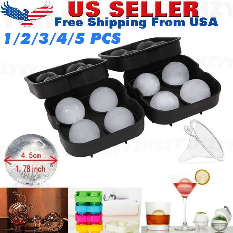 Large Round Silicone Ice Cube Ball Maker Tray Sphere Molds Bar Whiskey Cocktails