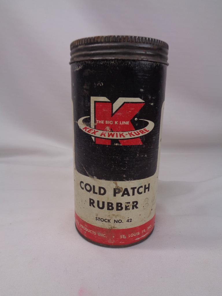 Vintage Kex Kwik-Kure Cold Patch Rubber Cannister No 42 Near Full - Auto Truck