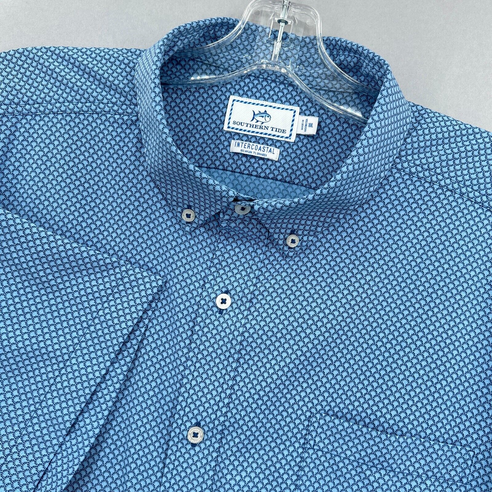 Southern Tide Shirt Mens 2XL XXL Button Up Blue Art Deco Novelty Intercoastal