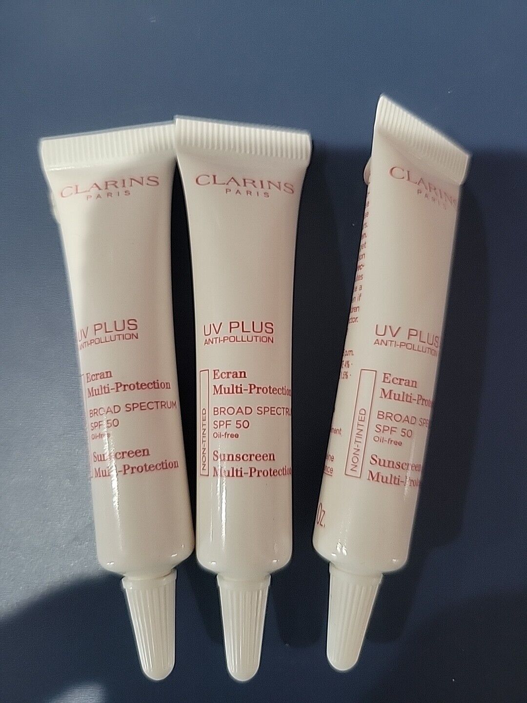 3-PACK Clarins UV Plus Anti-Pollution Ecran Sunscreen SPF 50, 0.3 oz 10 ml NWOB