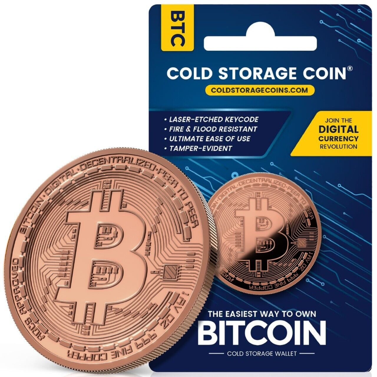 Bitcoin Cold Storage Wallet - Unhackable Pure Copper Collectible Coin