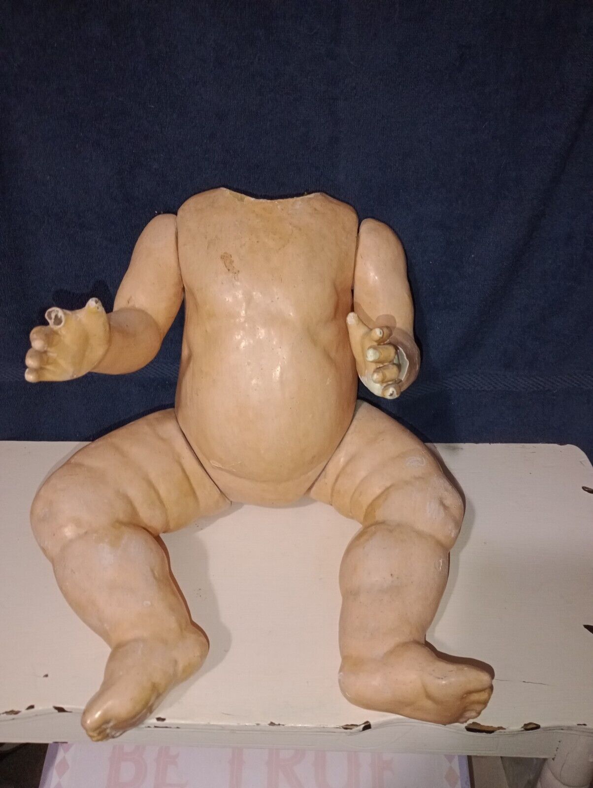 Large Chunky Composition Baby Body For Bisque Socket Head Doll Antique 16in