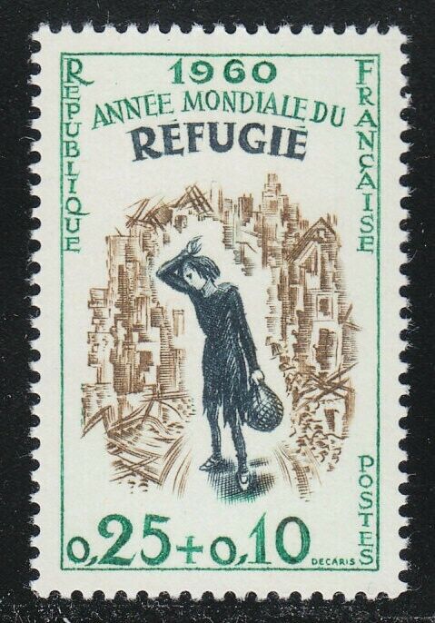 France 1960 MNH Mi 1301 Sc B340 Refugee Girl Amid Ruins,World Refugee Year **
