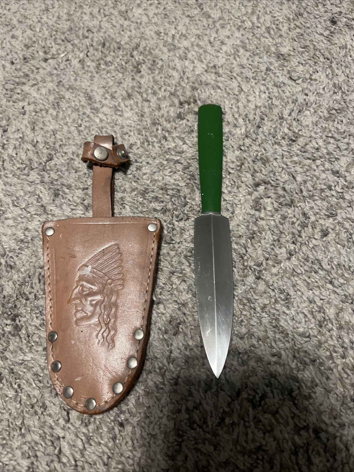 Vintage Othello Solingen Germany Throwing Dagger Knife With Sheath Case Green