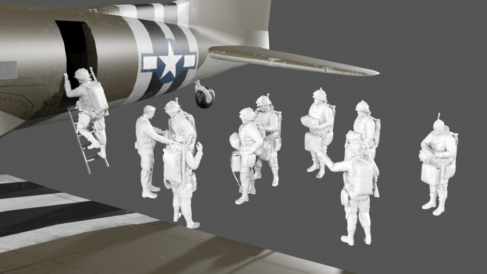 WWII US Airborne Boarding - 10 Figure Set