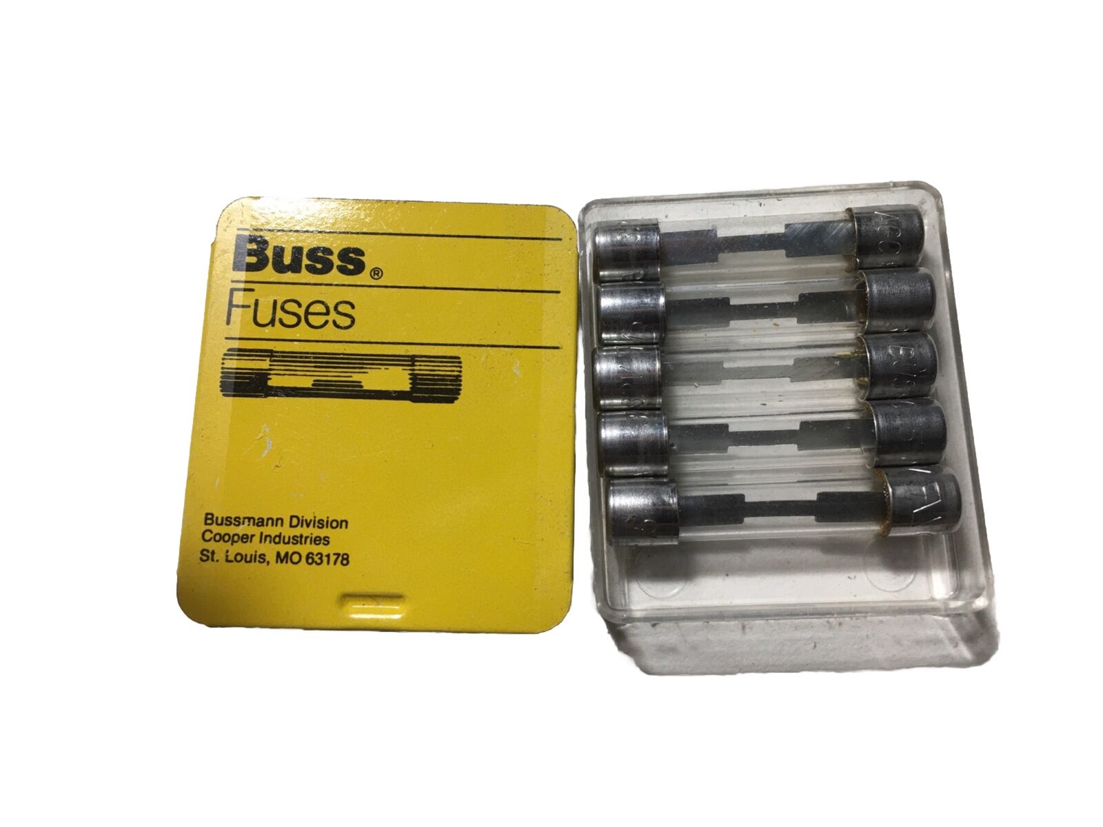[5] BUSS AGC 15 FAST ACTING GLASS FUSE USA MADE [5 PCS]