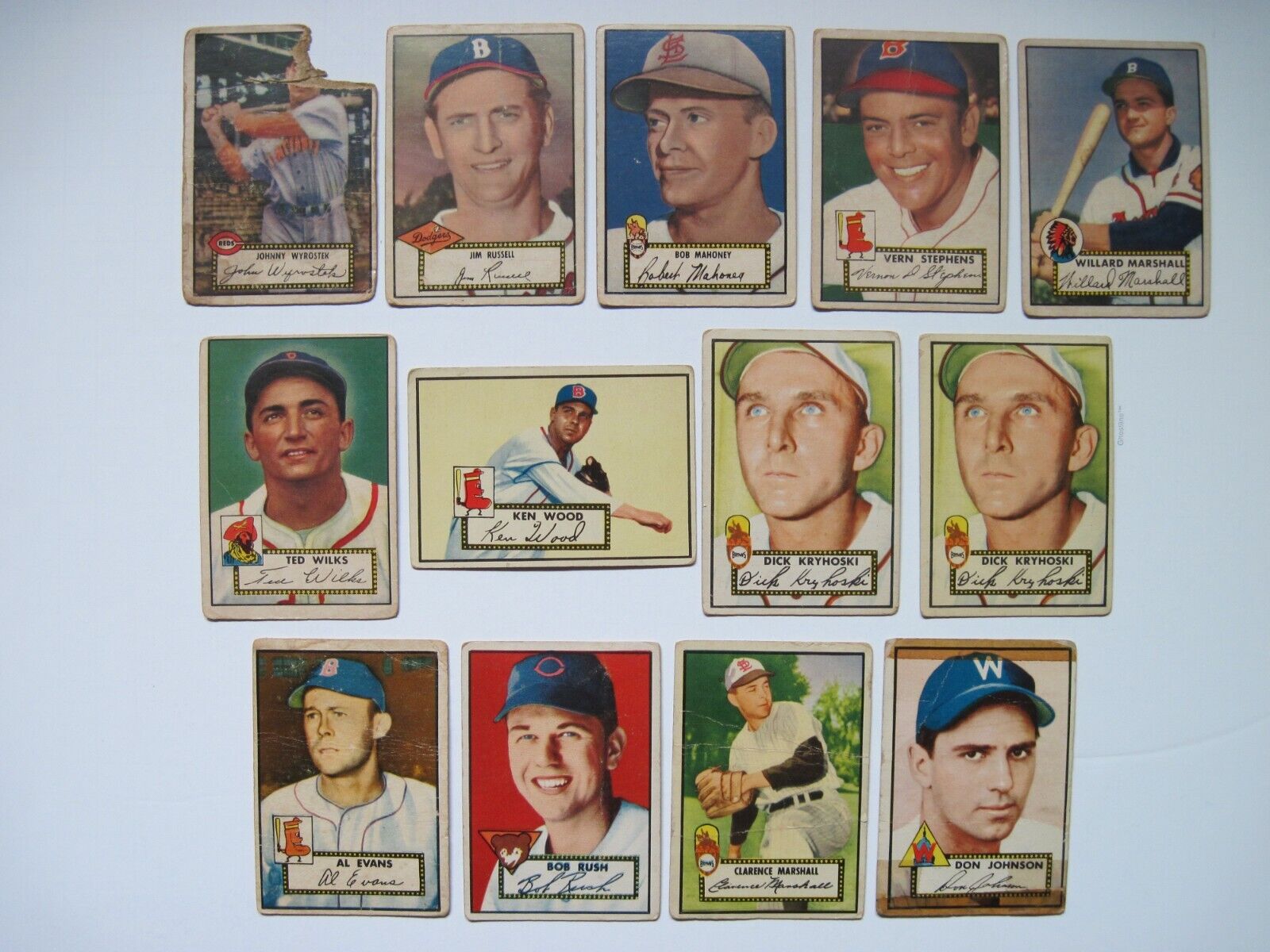 1952 Topps Baseball Lot of ( 13 ) Cards Low Grade MLB \'52