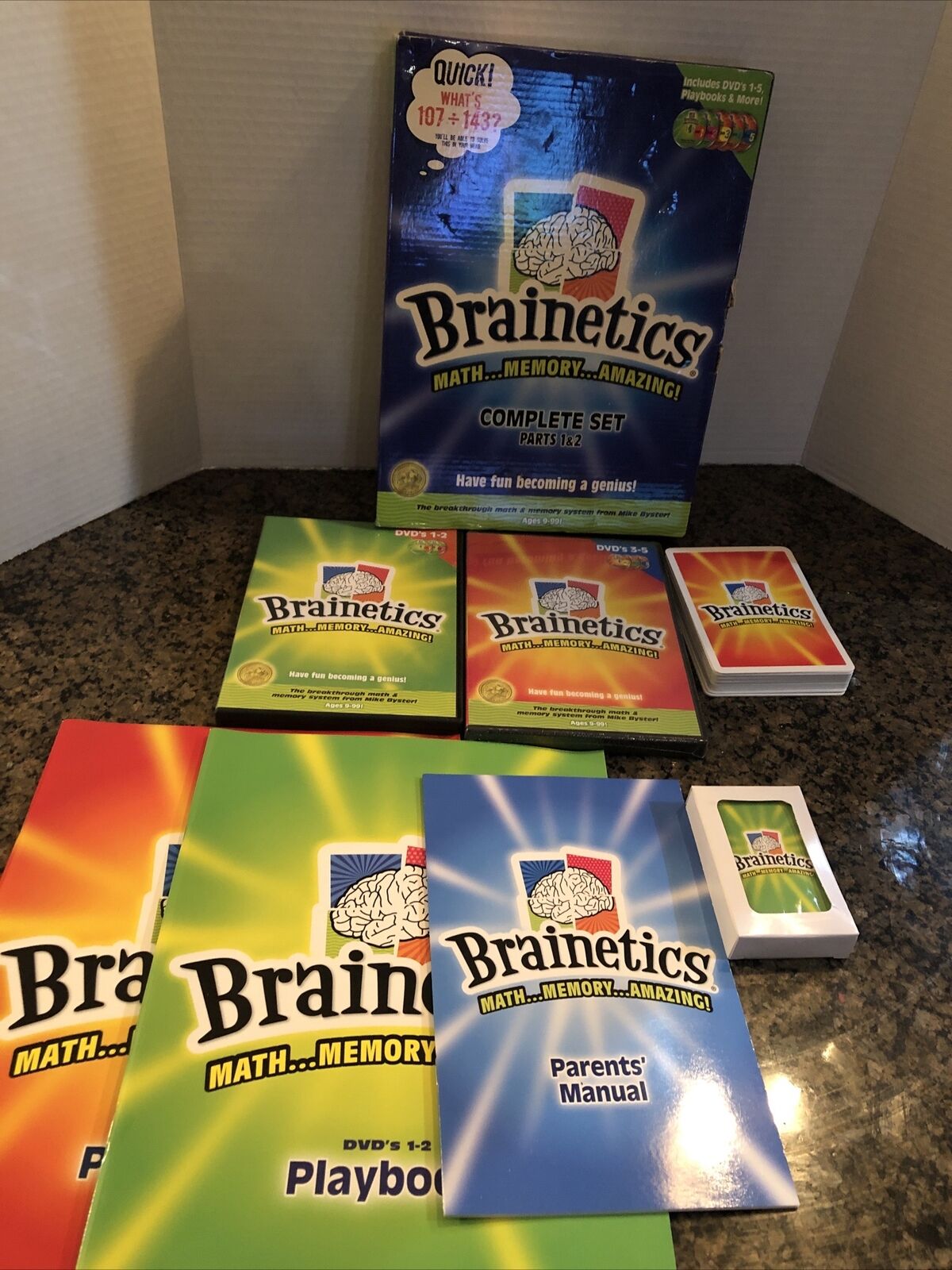 Brainetics Complete Set Part 1 & 2 Homeschool Math & Memory System 5 DVDs