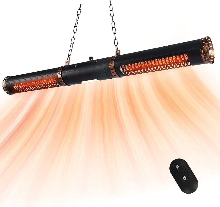 Electric Hanging Patio Heater Ceiling 750/1500WOutdoor Infrared Heater w/Remote