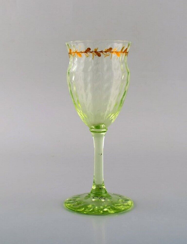 Emile Gallé (1846-1904). Early and rare wine glass in light green art glass