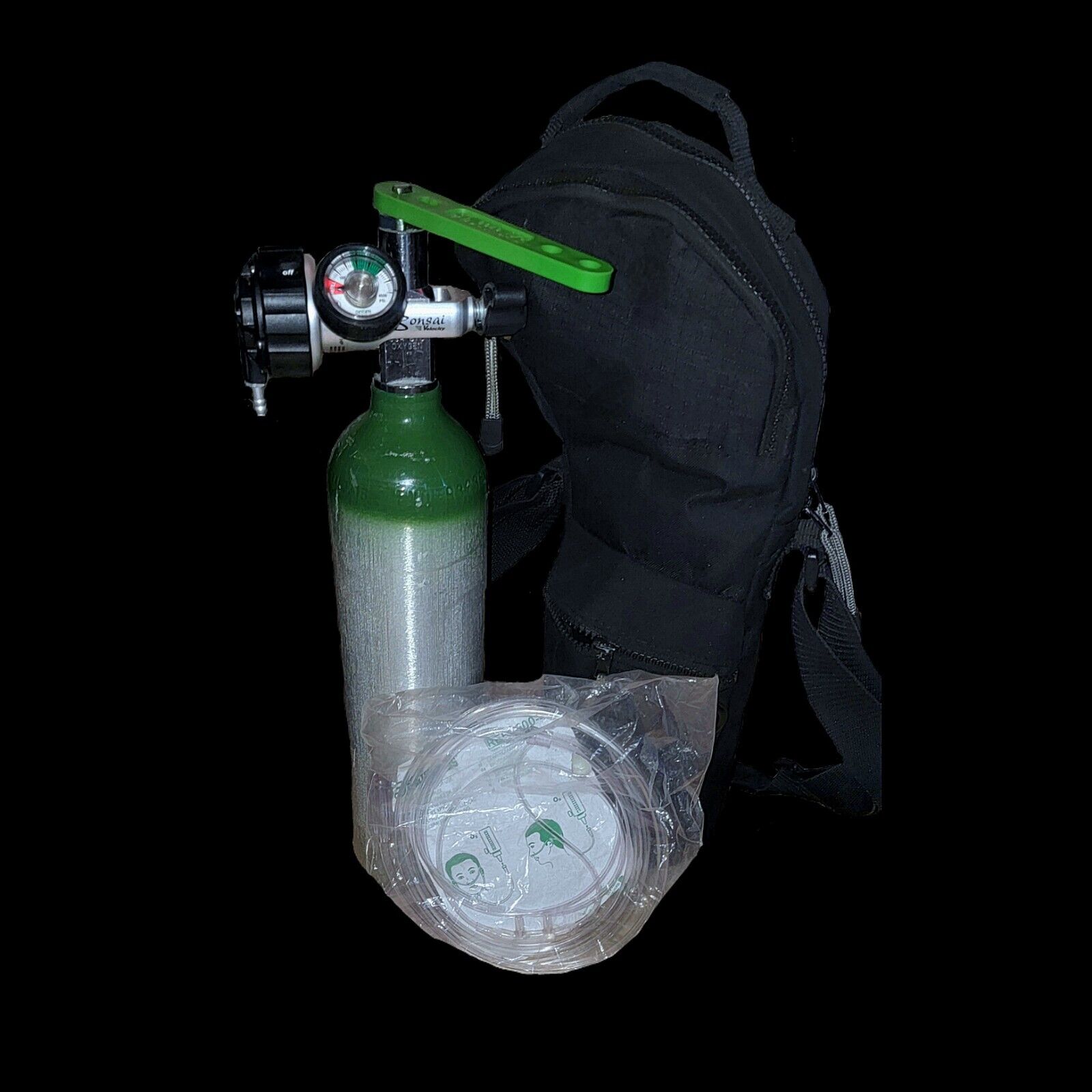 FULL Oxygen Tank With Regulator, Carry bag, Nasal Cannula & Tank Wrench