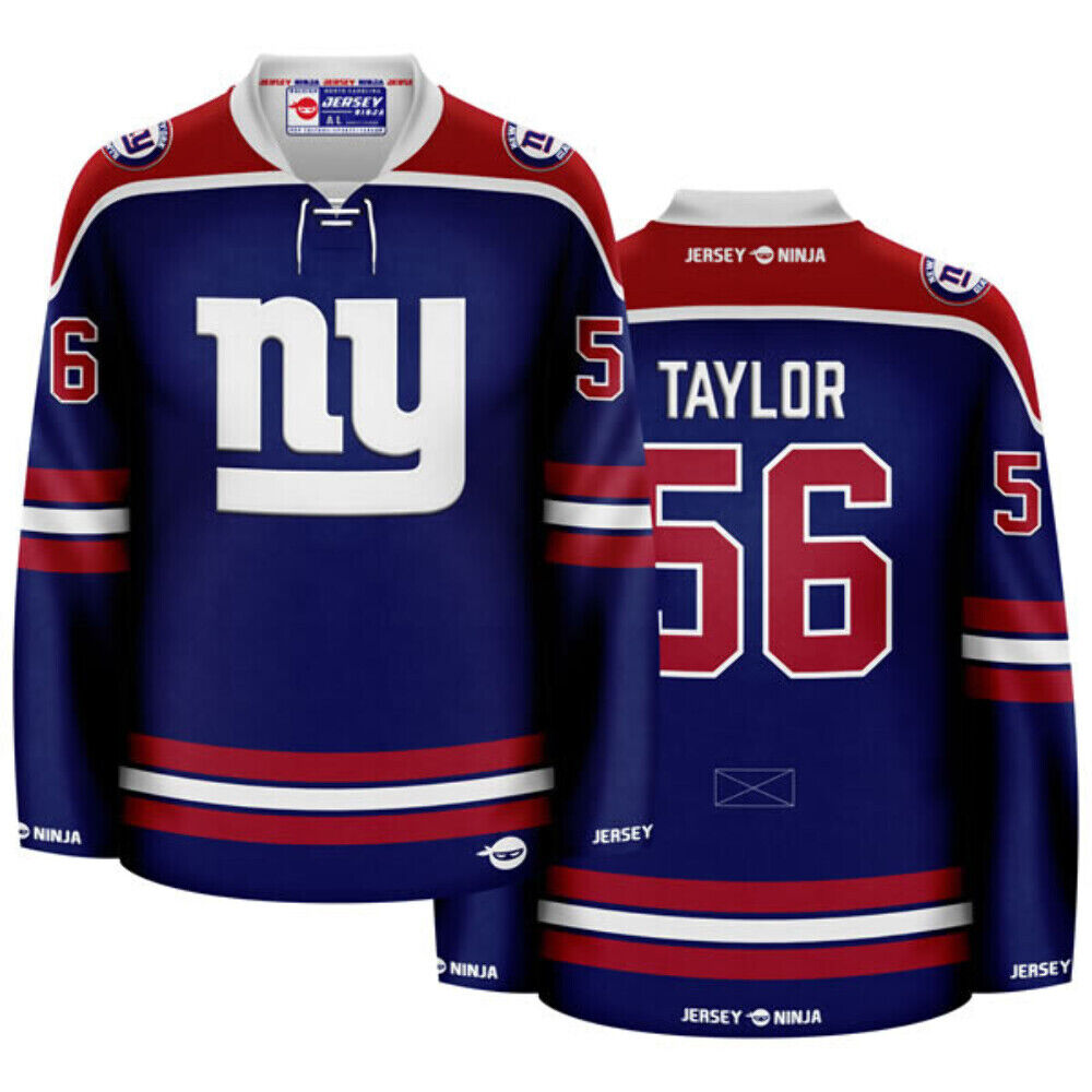 New York Giants Blue Lawrence Taylor Crossover Hockey Jersey