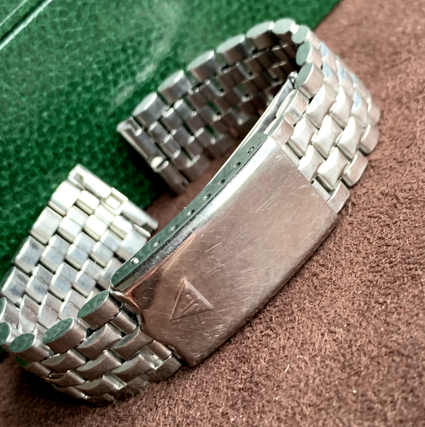 Vintage JB Champion 17.5mm Brick Links Stainless Steel Bracelet Straight Ends