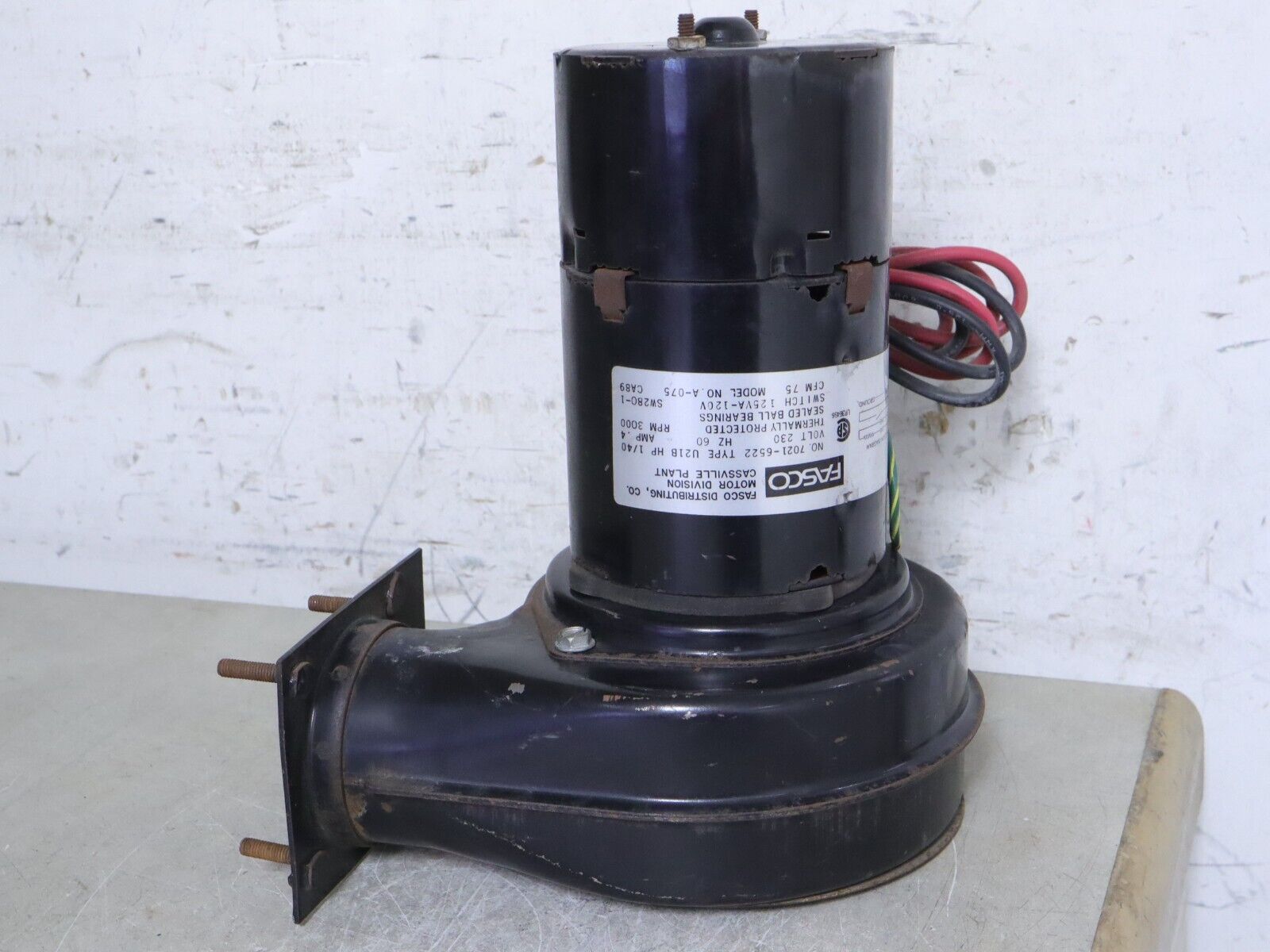 FASCO 7021-6522 Draft Inducer Blower Motor Assembly 230V 1/40HP 3000RPM A-075