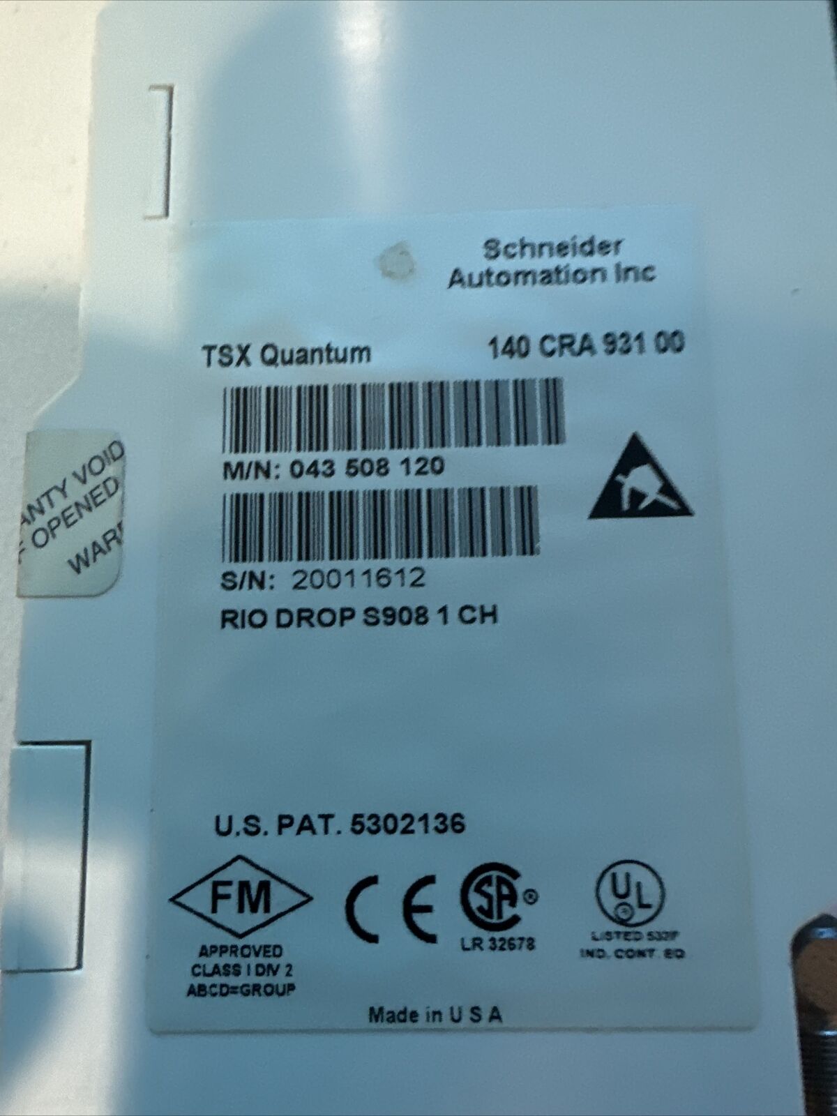Schneider Automation 140CRA93100 Rio Drop TSX  Quantum