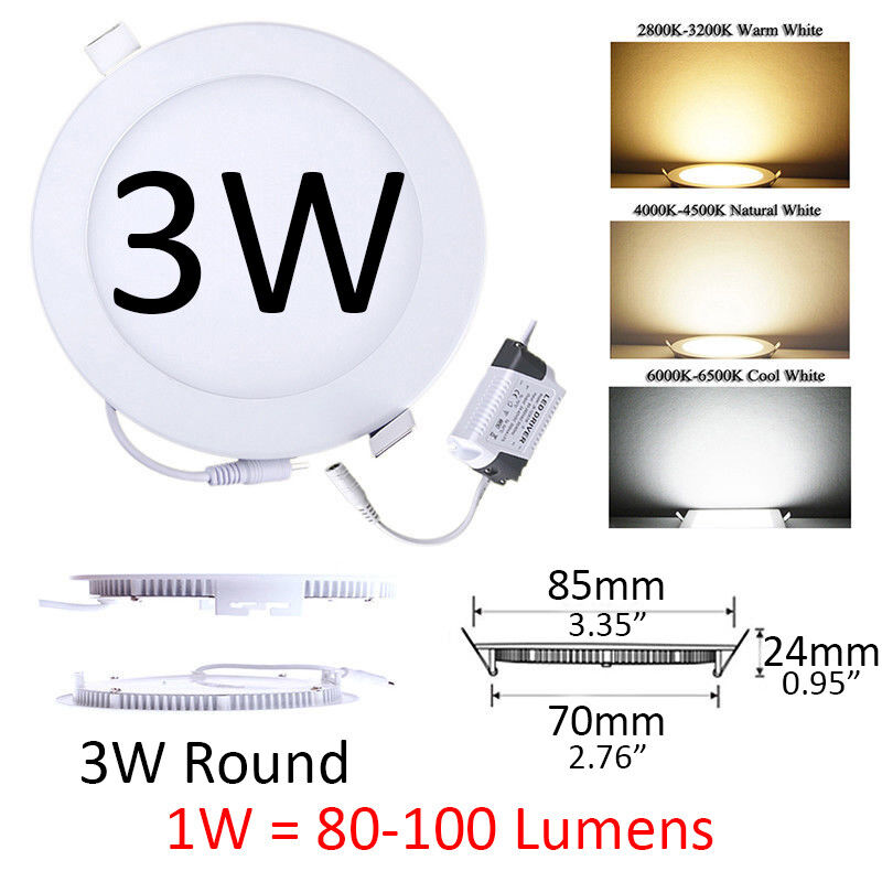3W 6W 9W 12W 15W 18W 21W 24W LED Recessed Ceiling Light Panel Ultra Thin Slim 