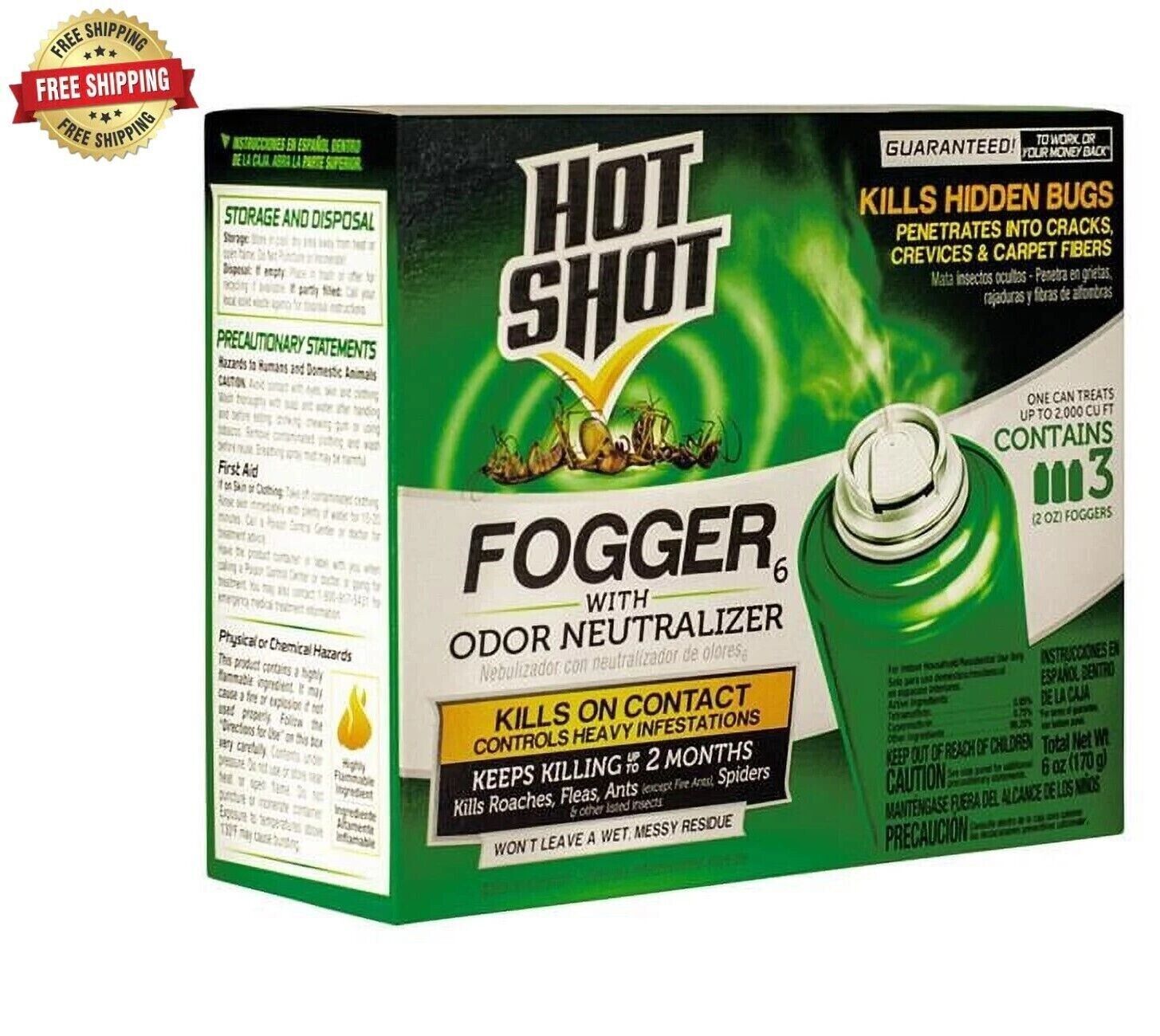 Hot Shot Indoor Fogger With Odor Neutralizer, 3-2 oz.