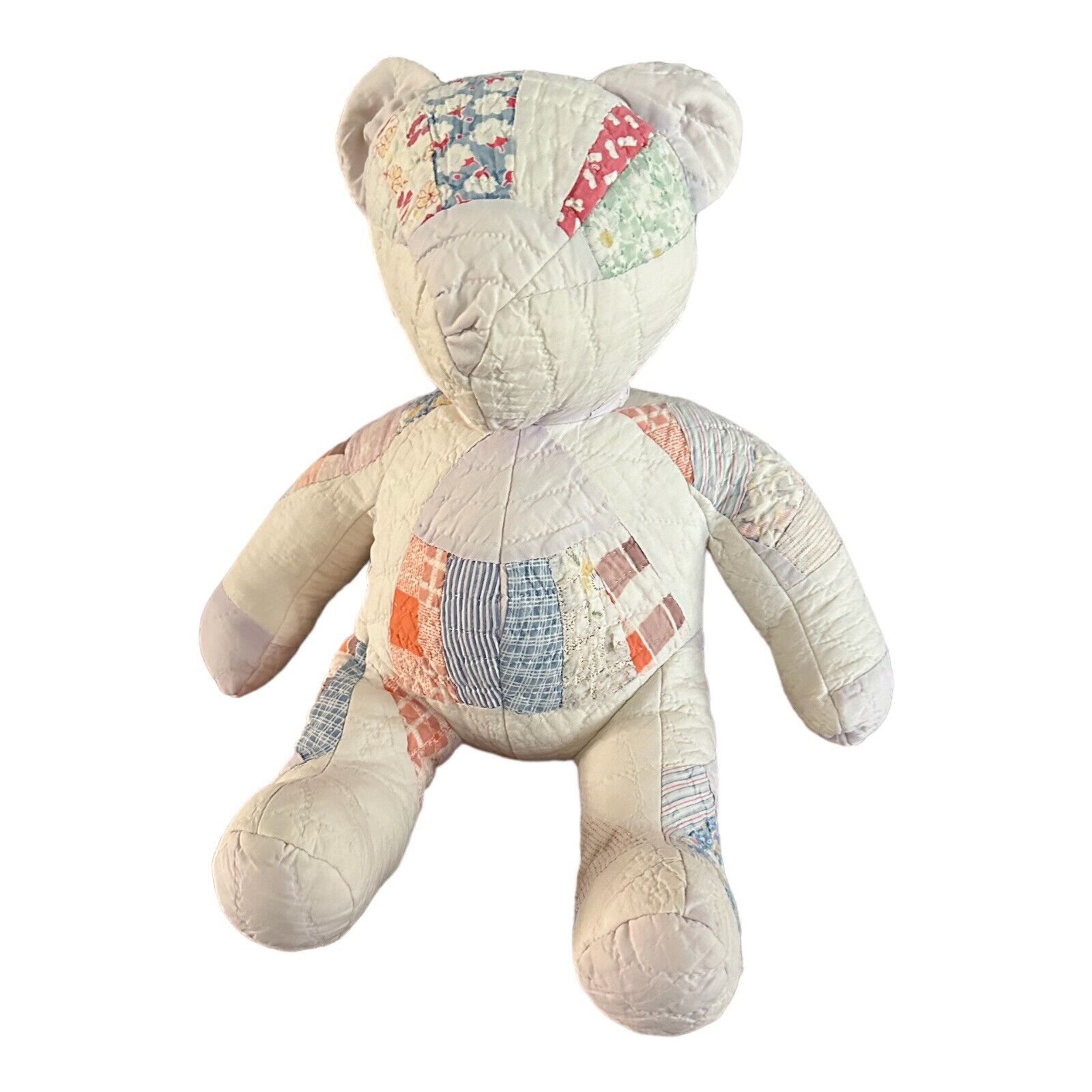 Handmade Quilt Teddy Bear 18 inch Patchwork Vintage