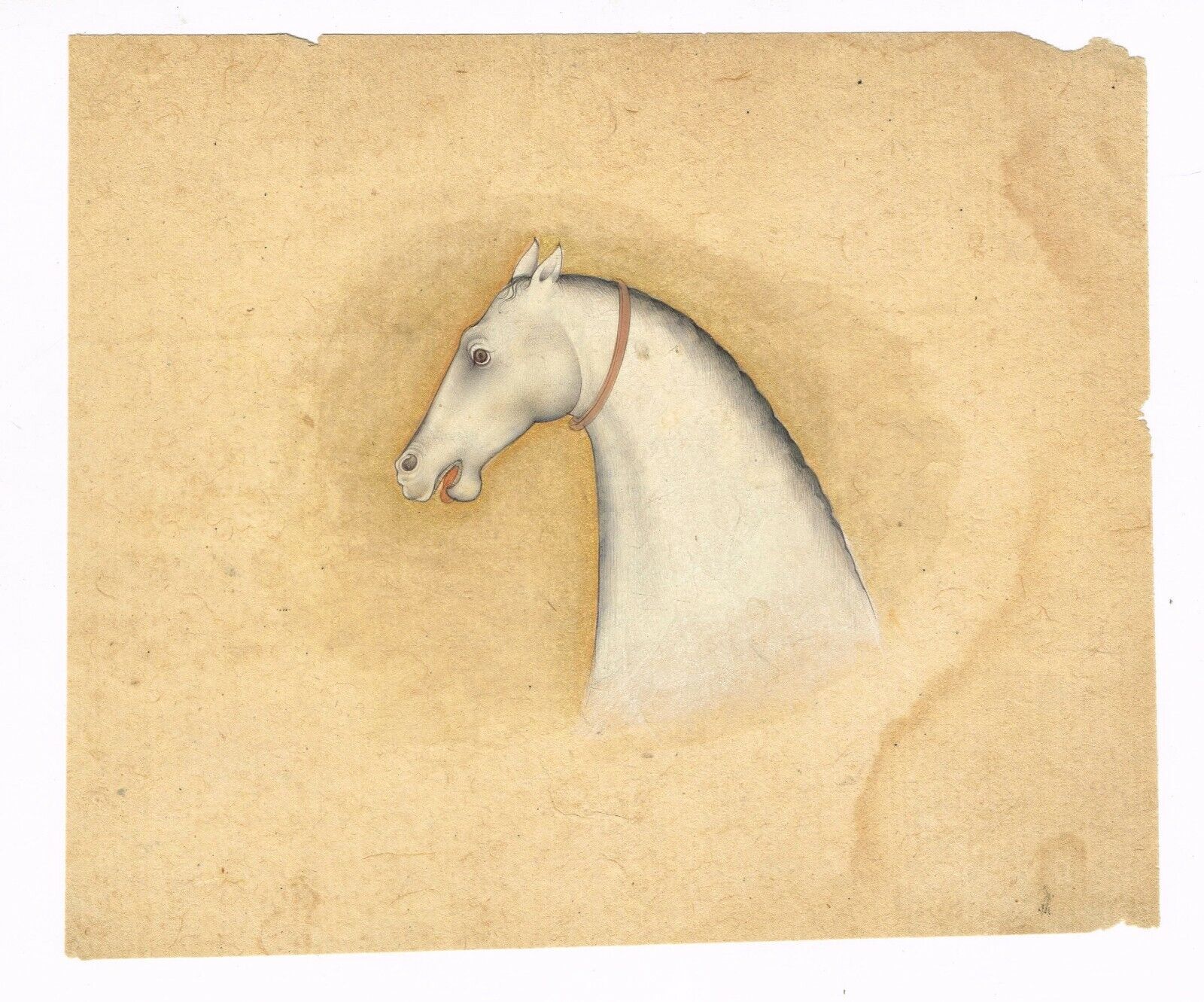 Animal Painting Of Horse Handmade Fine Artwork On Paper Old Horse Art 6.5\