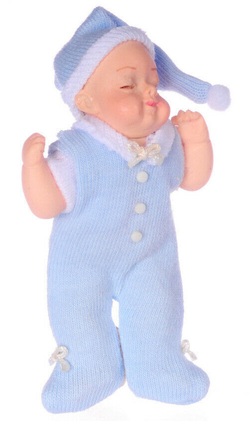 Dollhouse Sleeping Baby Blue 1/12 Scale