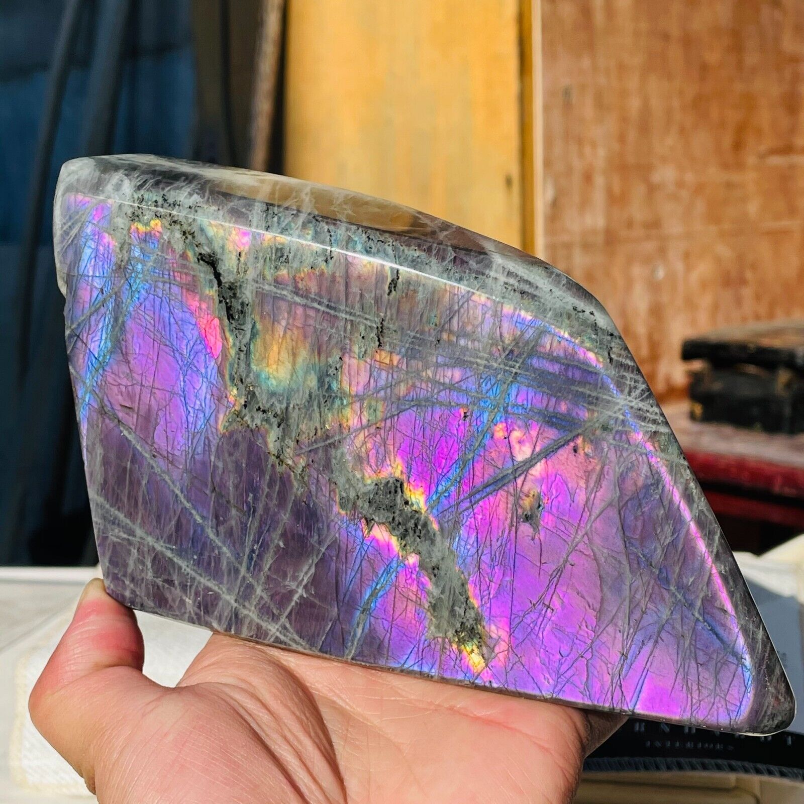 1545g Large Amazing Natural Purple Labradorite Quartz Crystal Specimen Healing