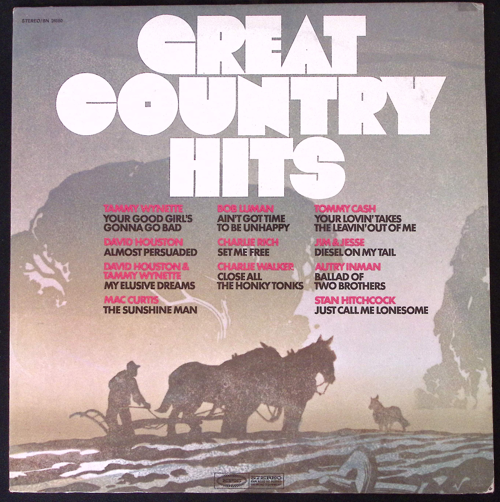 GREAT COUNTRY HITS EPIC RECORDS TAMMY WYNETTE & MORE VINYL LP 129-10W