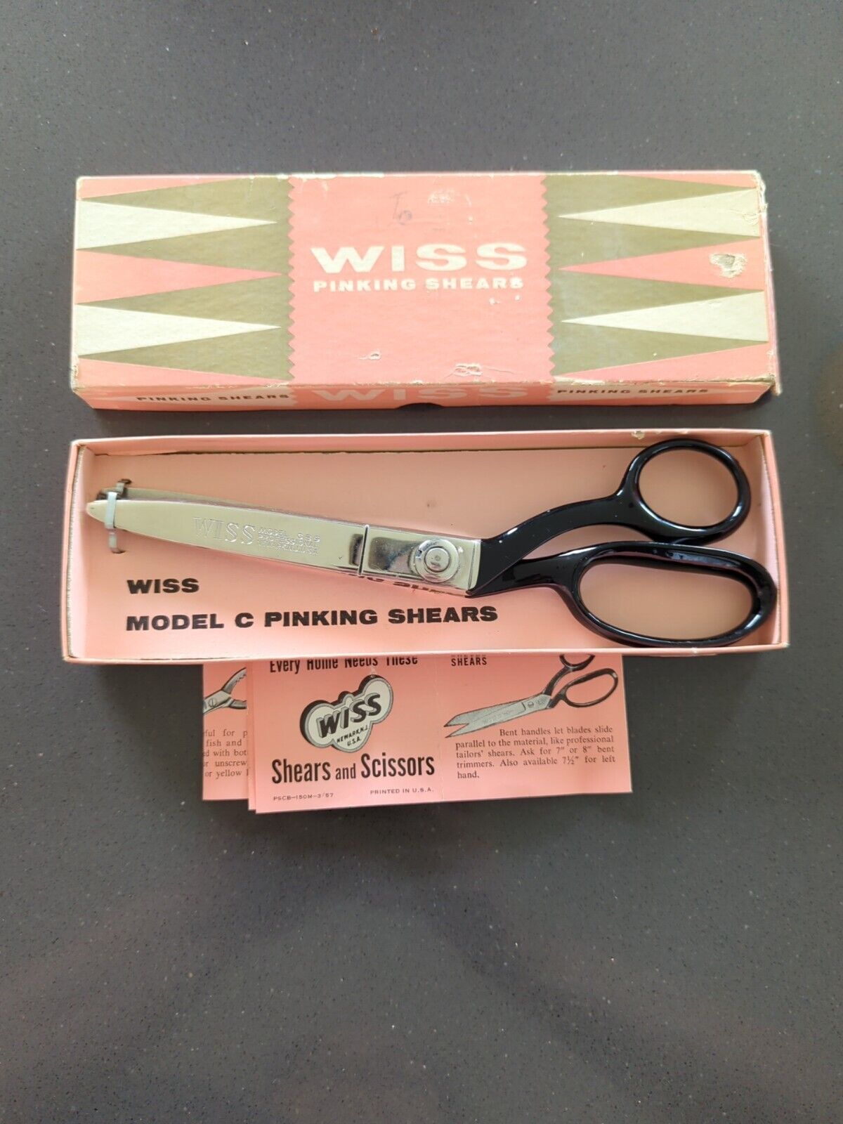 Vintage Wiss C B 9 Nickle Plated Pinking Shears In Original Pink Box New GB3