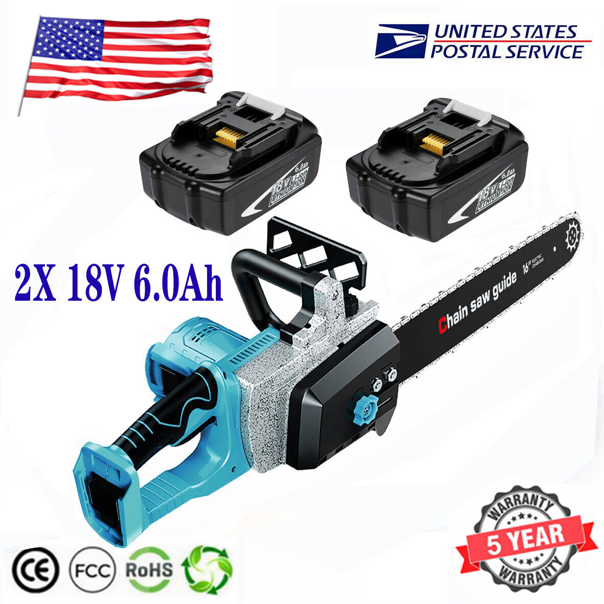 For Makita XCU04CM 18V X2 (36V) LXT 16 in. Chainsaw Kit w/ Batteries&Charger