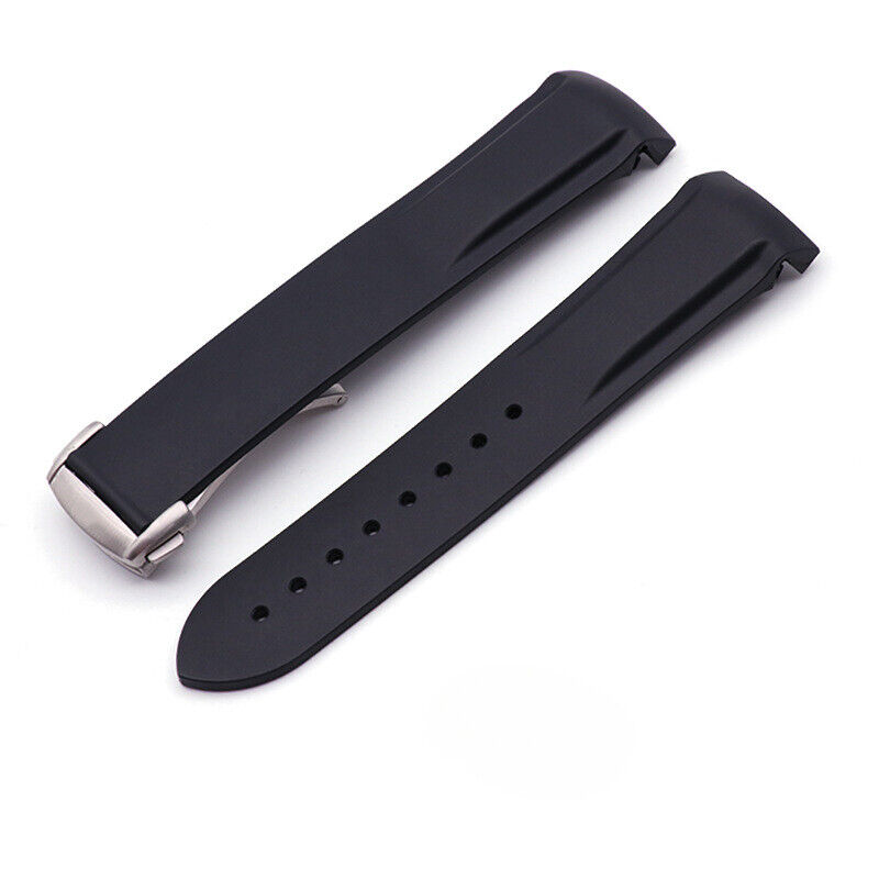Luxury Silicone Watch Band Strap Curved End Waterproof 19/20/21/22mm Fits Omega