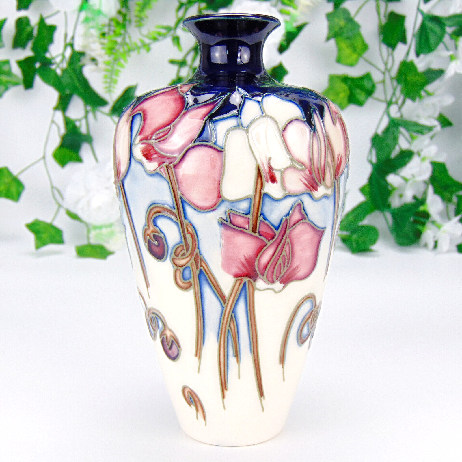 Moorcroft Pottery Vase Rare Cyclamen Pattern 16cm by Emma Bossons 2001