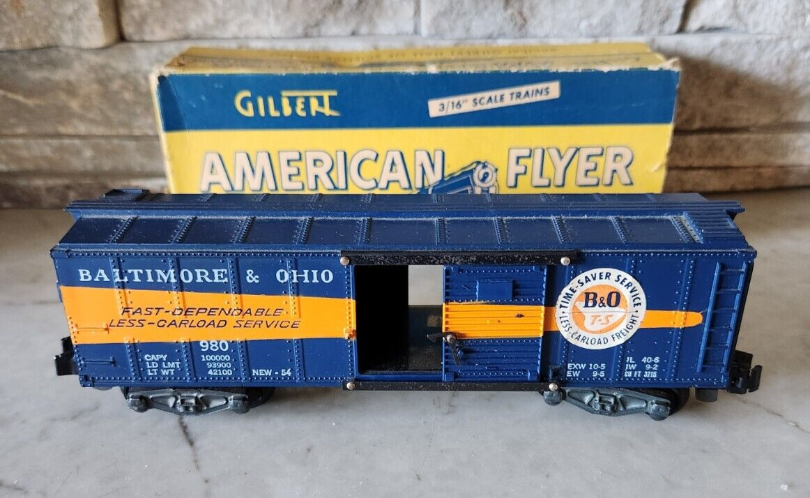 S SCALE AMERICAN FLYER 980 BALTIMORE AND OHIO BOX CAR WITH BOX